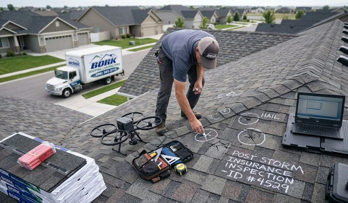 Hail damage documentation on Meridian roof